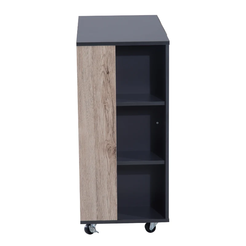 HOMCOM Armario de Suelo para Cocina Mueble Auxiliar Multiusos Diseño Moderno Espacioso con Cajón Estantes Ruedas Universales 80x39x86,5 cm