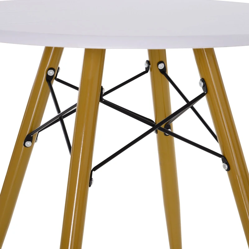 HOMCOM HOMCOM Mesa de Centro Nordico Mesa Auxiliar Redonda de Cocina Comedor Salon Mesa Cafe 60x55cm MDF y Acero Blanco