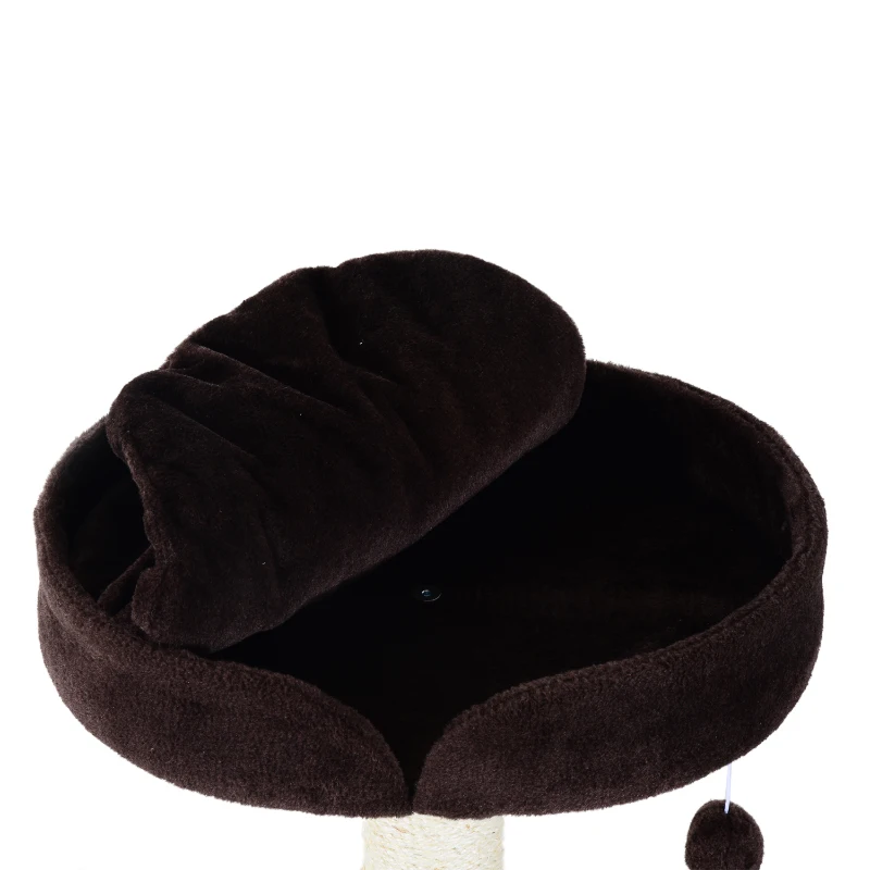 PawHut Rascador Gato 45x45x70cm Centro de Juego Arbol Gatos Cama Poste Arañar Juguetes