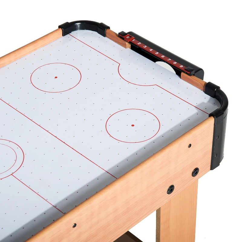 HOMCOM Air Hockey Juego de Mesa de Madera con Ventilador 2 Discos y 2 Empujadores 74.5x36.5x64.5cm