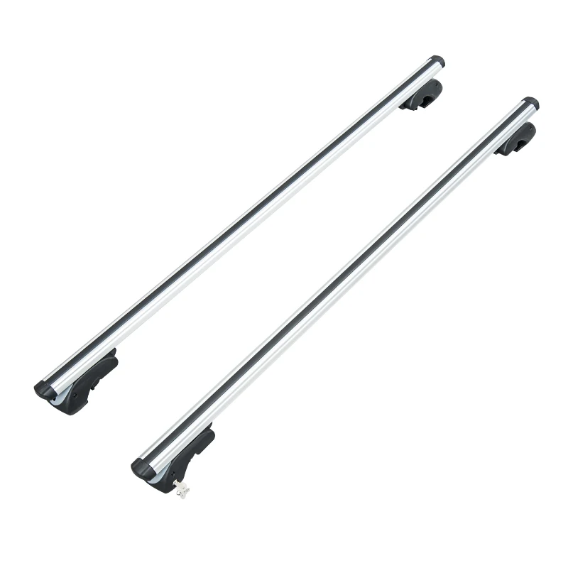 HOMCOM Baca barras de techo aluminio Portaequipajes Adaptable hasta 120cm coche bici ski equipaje