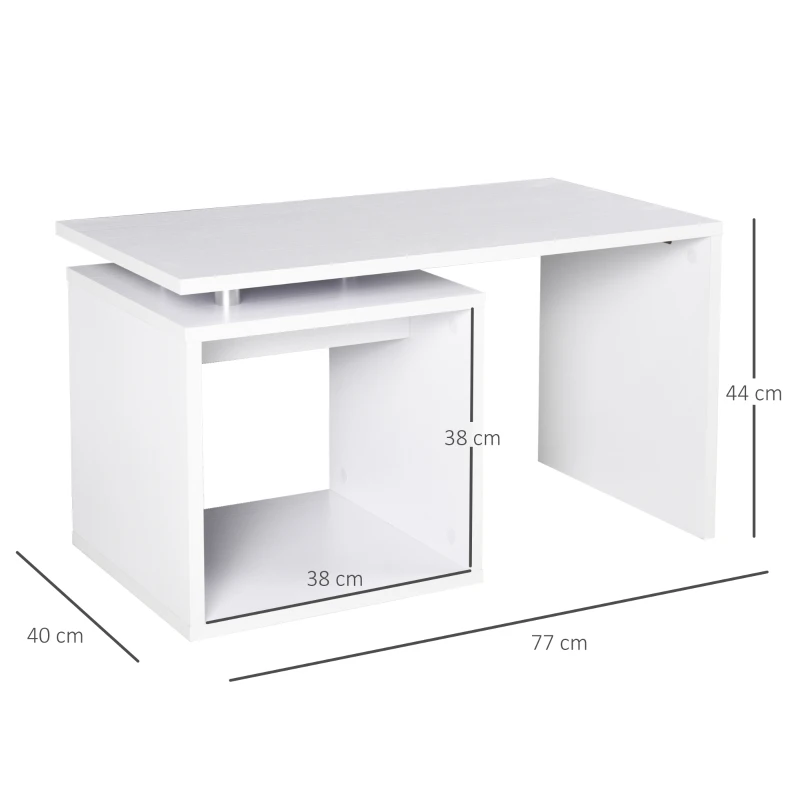 HOMCOM Mesa de Café Madera con Compartimento Abierto Mesa Baja Mesa de Centro Auxiliar Blanca Lacada 77x40x44cm