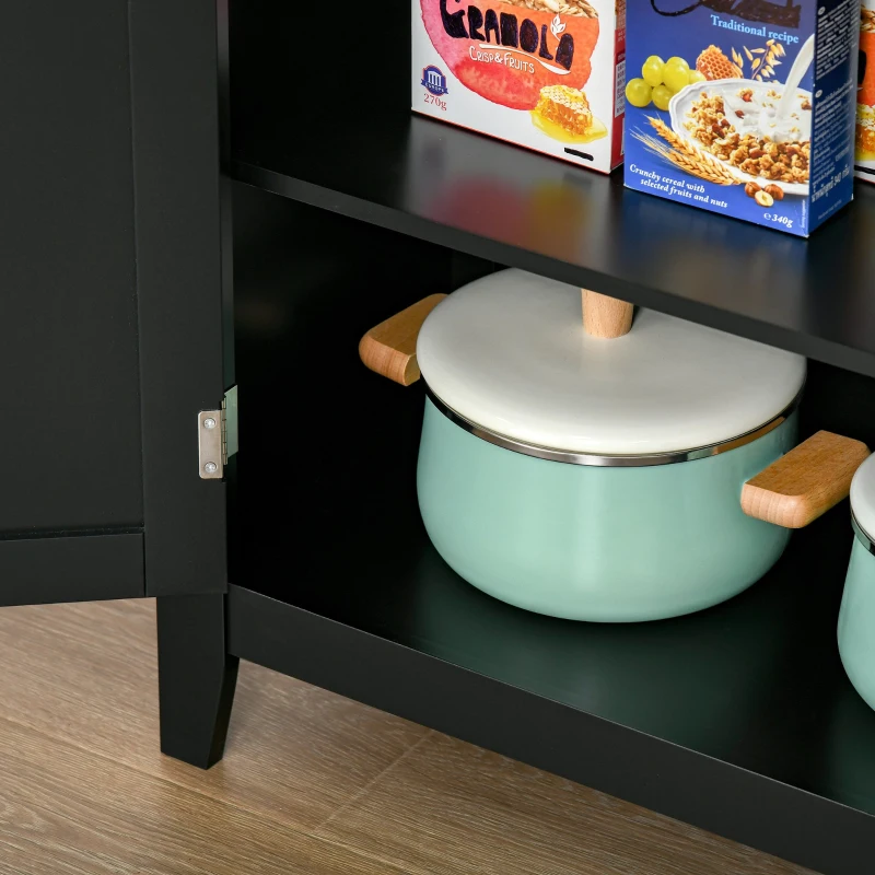 HOMCOM Aparador de Cocina Mueble Auxiliar de Almacenaje con 2 Puertas y Estantes Ajustables para Salón Baño Entrada 70x30x90 cm Negro