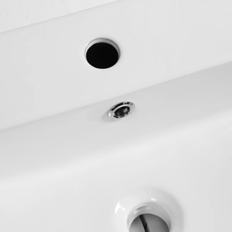 kleankin Lavabo Rectangular Lavamanos para Baño Sobre Encimera de Cerámica de Alta Temperatura con Diseño Nórdico 52x42x15,5 cm Blanco