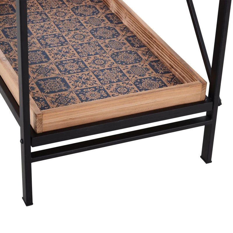HOMCOM Consola Vintage Industrial Plegable Estantería de 2 Niveles Multiusos de Metal y Madera Carga 40kg 120x40x84cm