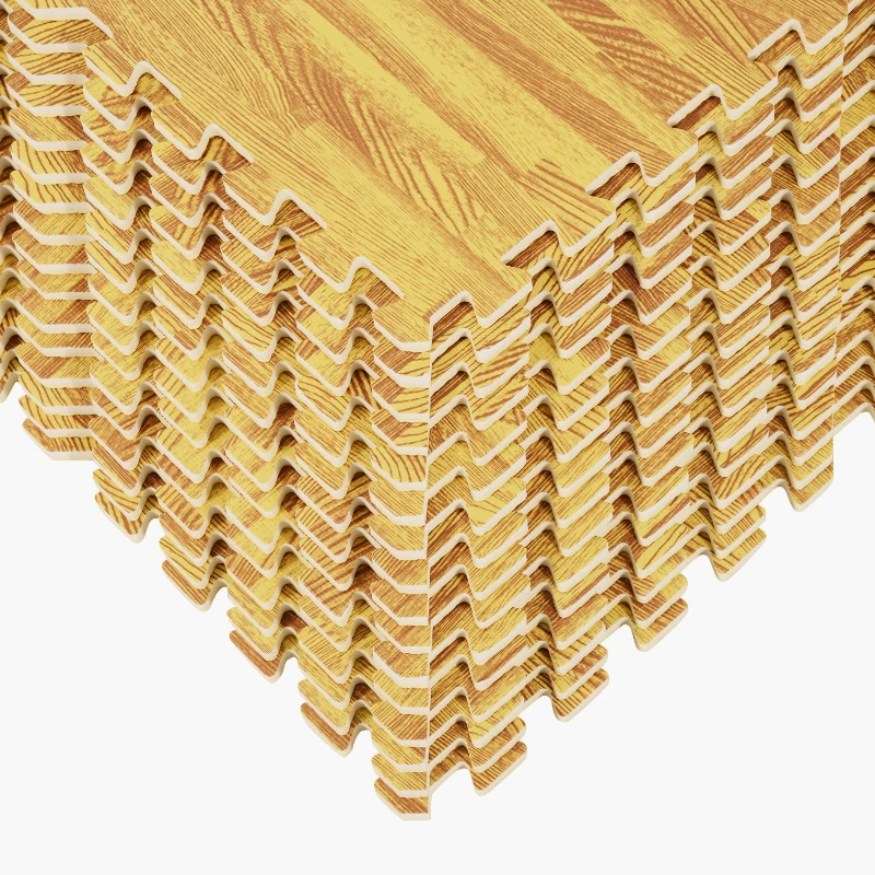 HOMCOM Alfombra Puzzle para Niños o Gimnasio de Goma Espuma EVA  8,64㎡ Color madera