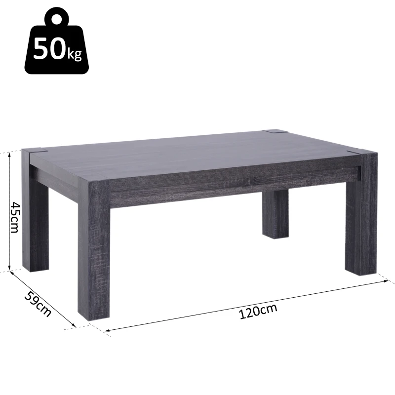HOMCOM Mesa de Centro Mesita Café Mueble Salón Comedor Mesa Auxiliar Madera Mesa para Sofá Sala de Estar 120x59x45cm