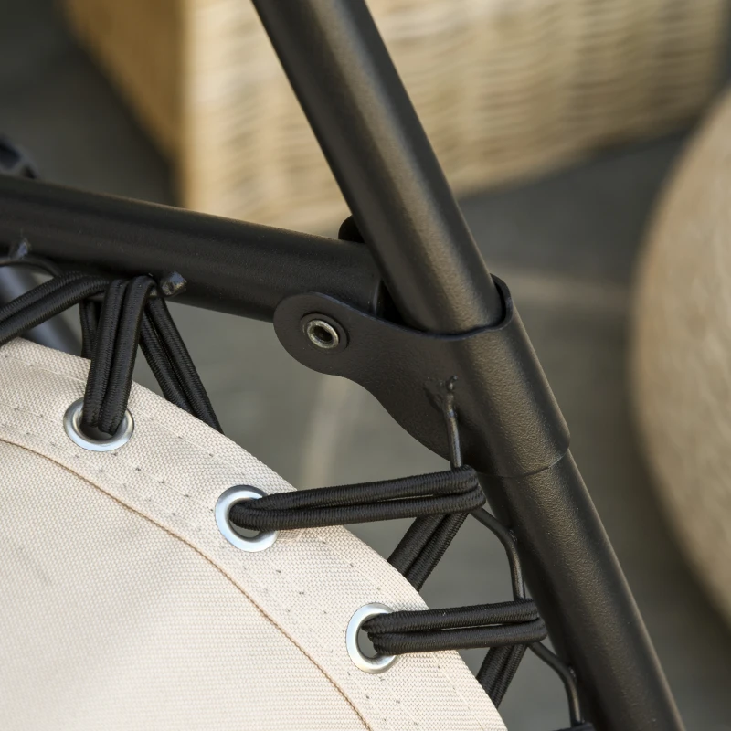 Outsunny Tumbona Plegable y Reclinable de Acero con Portavasos Reposacabezas Extraíble y Reposabrazos para Exterior Jardín 90x75x110 cm Beige