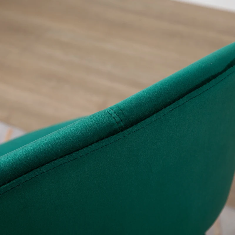 HOMCOM Silla de Comedor Vintage Tapizada de Suave Terciopelo Silla de Ocio para Sala de Estar con Respaldo Curvo y Patas Doradas 68x54x84 cm Verde