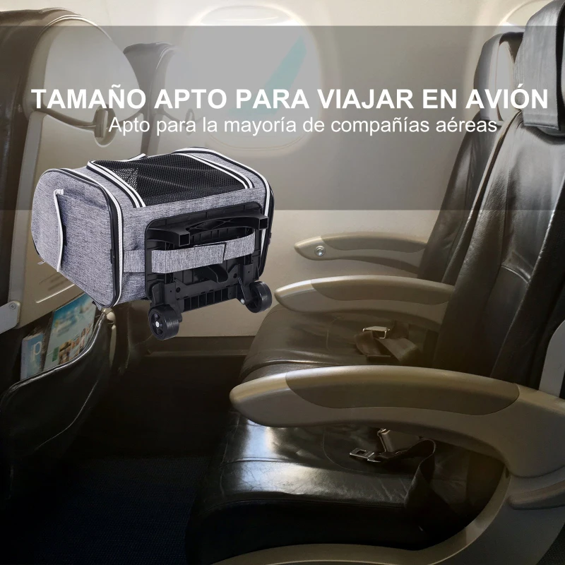 PawHut Transportin Carrito Perro 2 en 1 Mochila Carrito Plegable 35x25x45cm Mascotas Perro Gato