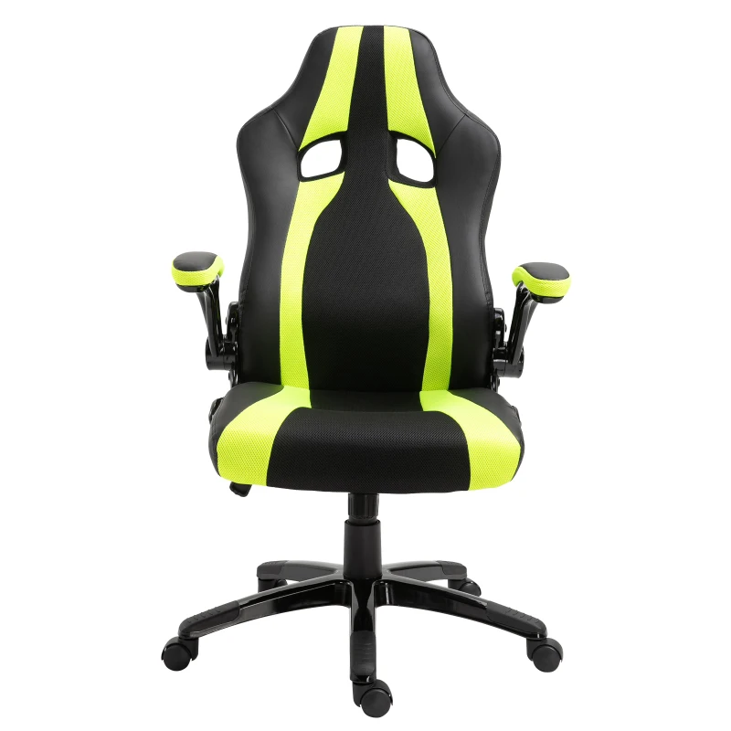 Vinsetto Silla de Juego Multiusos Silla Gaming Profesional Oficina Ergonómica Basculante Altura Ajustable con Brazo Giratorio 5 Ruedas Cojín Acolchado 71x69x116,5-125 cm Armarillo y Negro