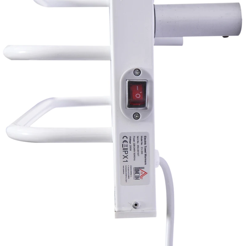 HOMCOM Toallero Eléctrico de Pared Radiador Calentador Secador Térmico de Toallas para Baño 50-55℃ 200W 16 Barras Aluminio y PP 50x18x80cm