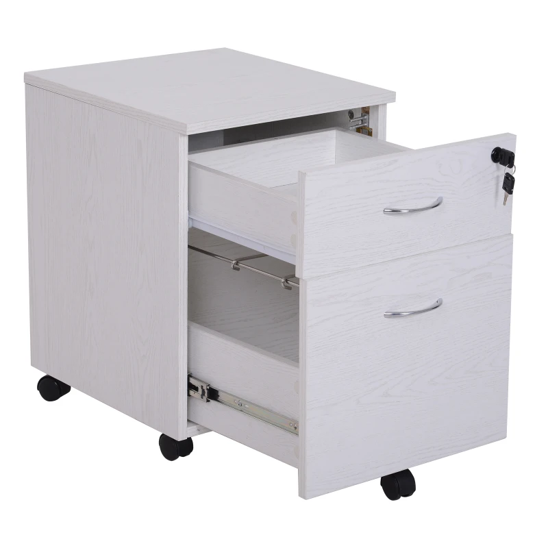 Vinsetto Cajonera Archivador con Ruedas Armario Archivador Móvil Cajonera Madera Seguro para Oficina con Llave para Organizar Documentos en Oficina o Hogar 40x44x54.6cm