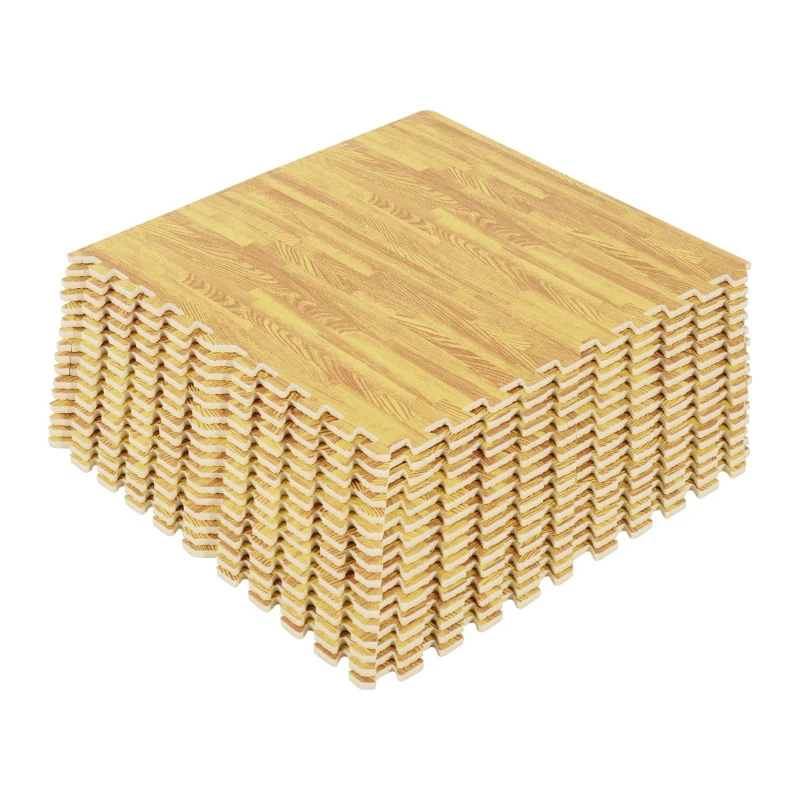 HOMCOM Alfombra Puzzle para Niños o Gimnasio de Goma Espuma EVA 16 piezas 60x60x1cm Color madera