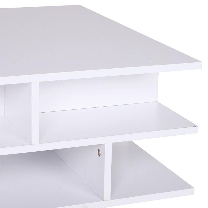 HOMCOM Mesa de Centro con Estante Inferior para Almacenamiento Mesa de Café Té 3 Niveles Mesa de Centro con Revistero Incorporado para Salón Dormitorio 70x70x29cm