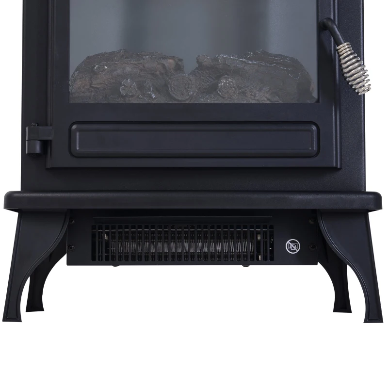 HOMCOM Chimenea Eléctrica de Pie Movible y Decorativo Calefactor Estufa 975/1950W Llama LED con Termostato 41x25.4x52cm