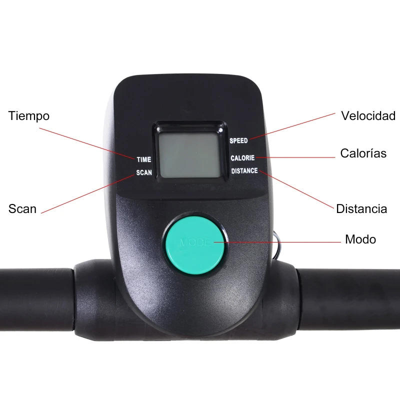 HOMCOM Cinta de Andar Manual Caminadora Plegable Portátil Pantalla LCD 2 Ángulos Reclinables Carga 110kg Altura 112-129cm