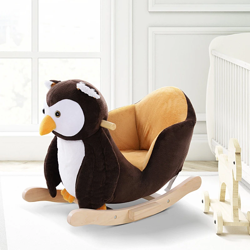 HOMCOM Caballito Balancín Bebé Balancín Peluche Infantil 18 Meses con 32 Canciones 60x33x45cm