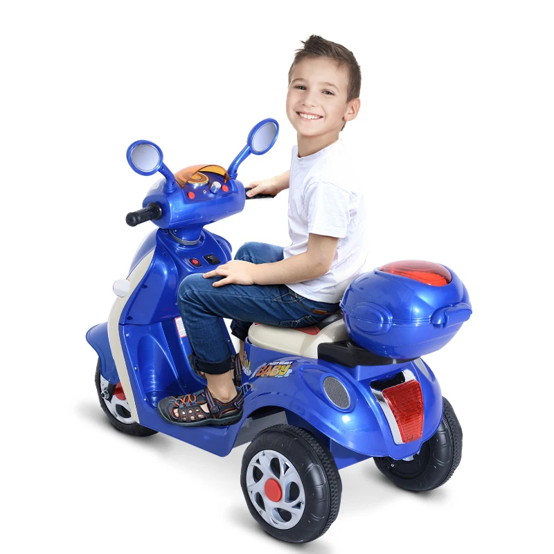 HOMCOM Coche Triciclo Moto Eléctrica Infantil Correpasillos a Batería Niños 3-8 años 6V Metal + PP 108x51x75cm Azul