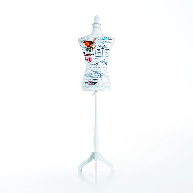 HOMCOM Maniquí Femenino de Costura Busto de Señora para Modistas Exhibición con Altura Ajustable a 130-168 cm Base de Trípode Blanco