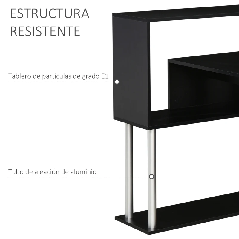 HOMCOM Escritorio de Esquina en Forma de L Mesa de Ordenador con Estantes de 3 Niveles de Almacenaje para Oficina o Estudio 120x80x97 cm Negro
