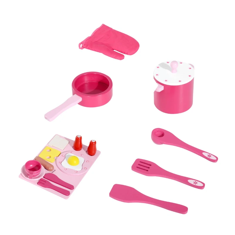 HOMCOM Cocina de Juguete para Niños Set Juego Cocinita Madera Infantil 3 Años Juego de Imitación 60x30x84.5cm Rosa