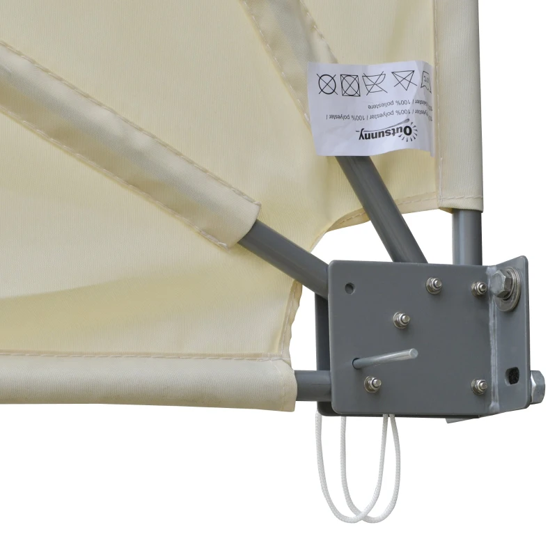 Outsunny Toldo Lateral Plegable de Balcón 120x120 cm en Forma de Abanico Aluminio con Soporte de Pared para Suelo Terraza Patio Beige
