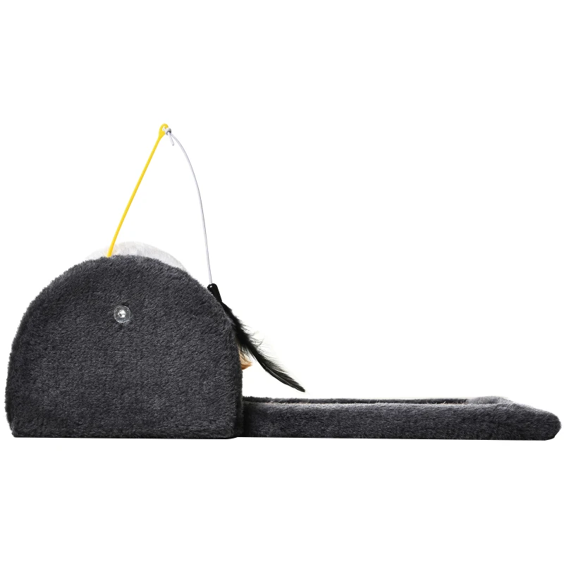 PawHut Rascador para Gatos Juguete de Arañar Gato Árbol Rascador Centro de Actividad Rodillo y Panel Cubierta de Sisal Natural 45x25x16 cm