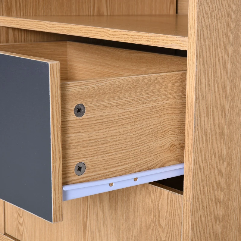 HOMCOM Aparador Auxiliar Gabinete Espacio Amplio para Almacenaje con 2 Cajones Estante Abierto Tablero de Partículas Natural 140x39,5x75cm