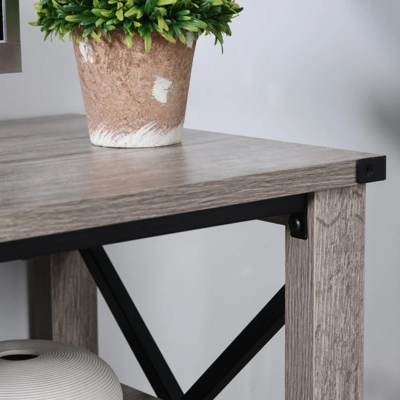 HOMCOM Soporte de TV Mesa para TV Inferior a 50” con Múltiples Estantes Diseño Industrial Orificio de Cables Carga 70 kg 20x39x50,5 cm Color Madera de Roble