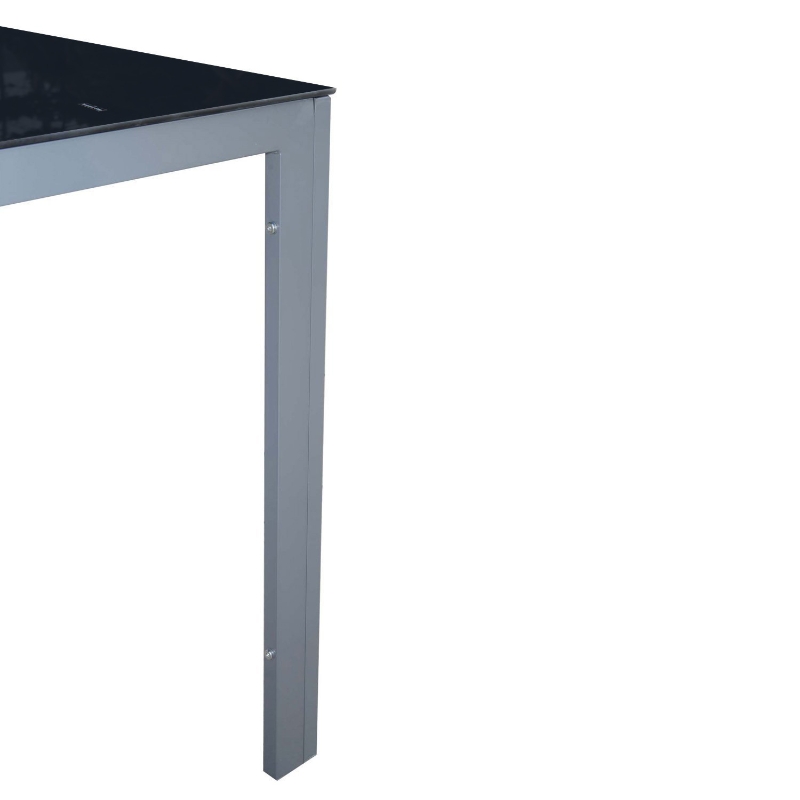 Outsunny Mesa de Jardín Terraza de Aluminio Mesa Comedor Exterior Mesa Auxiliar Rectangular Tabla Vidrio Templado Carga 60kg 87x87x72cm