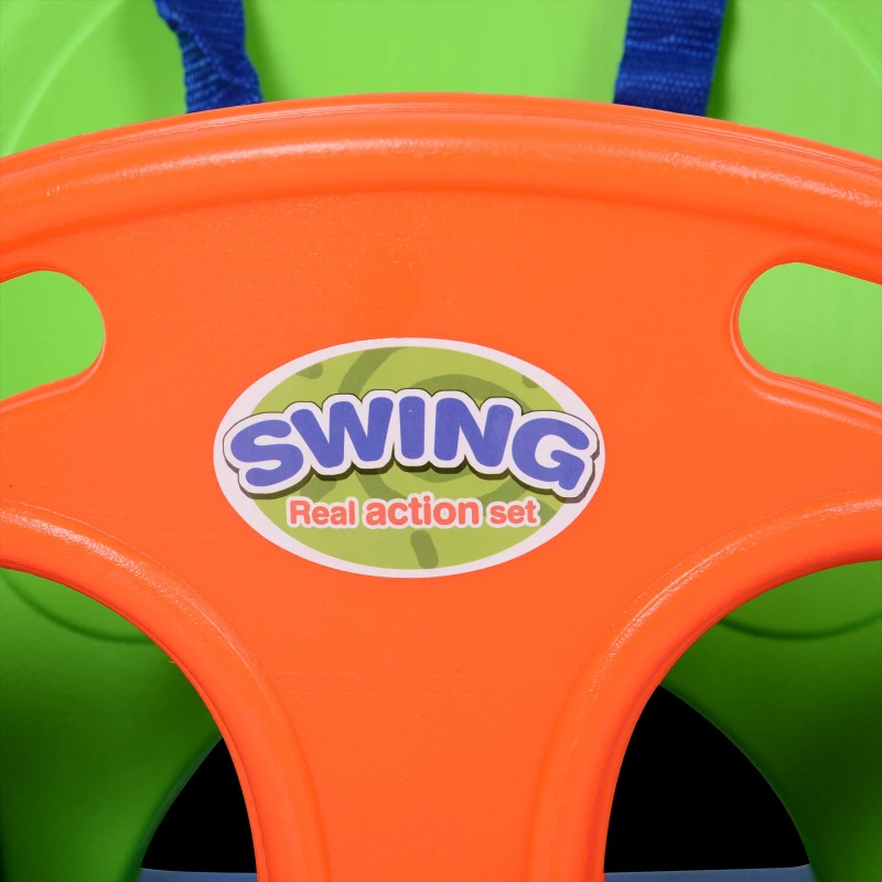 Columpio Infantil para Bebés con Cinturón Respaldo Alto y Barrera de Seguridad con Cuerdas Carga 25kg 39.5x28x125 cm Verde Azul Naranja