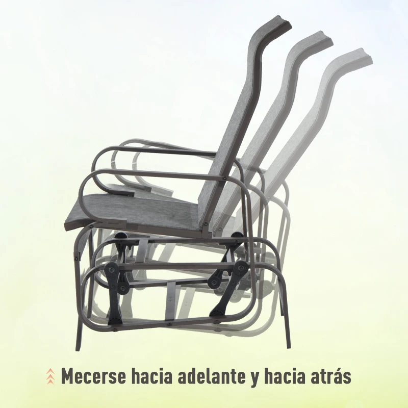 Outsunny Silla Balancin Portátil Cómodo Mecedora para Patio Jardín Terraza con 4 Brazos Oscilante Resistente Metal Tela Textilene Carga 165 KG 75x60x104 cm Marrón