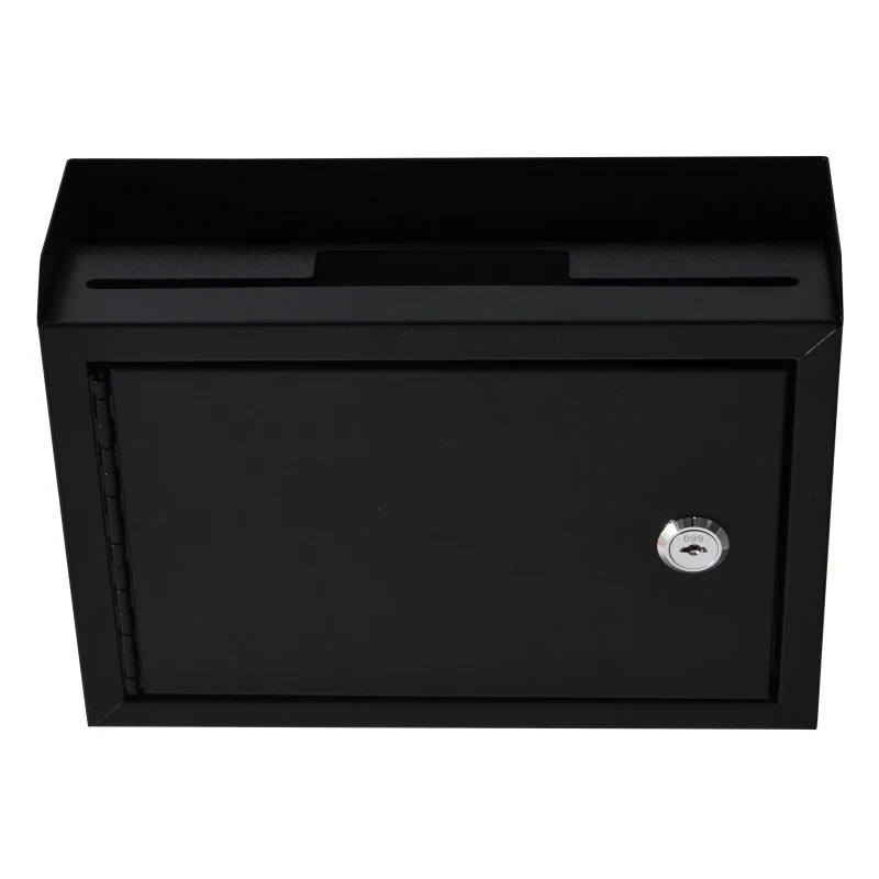 HOMCOM Buzón de Correos de Seguridad Multifuncional Uso Doméstico y Oficinas Bloqueo con 2 Llaves Acero Duradero 25x7,7x18,5 cm Negro
