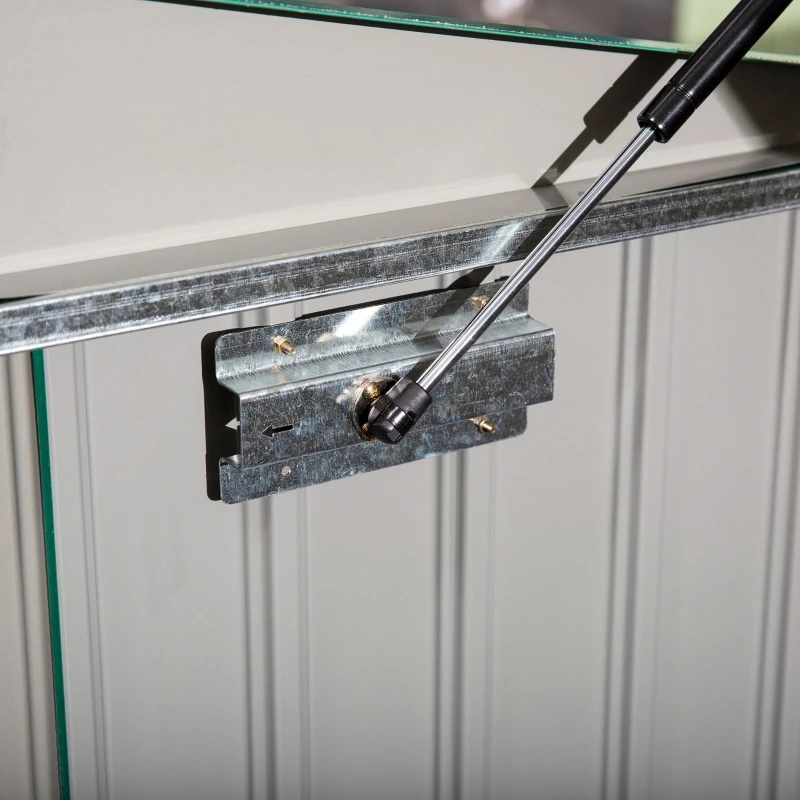 Outsunny Cobertizo de Jardín Exterior para 2 Contenedores de Basura Caseta de Herramientas con Tapa de Elevación Neumática Acero 173x100x134/114 cm Verde