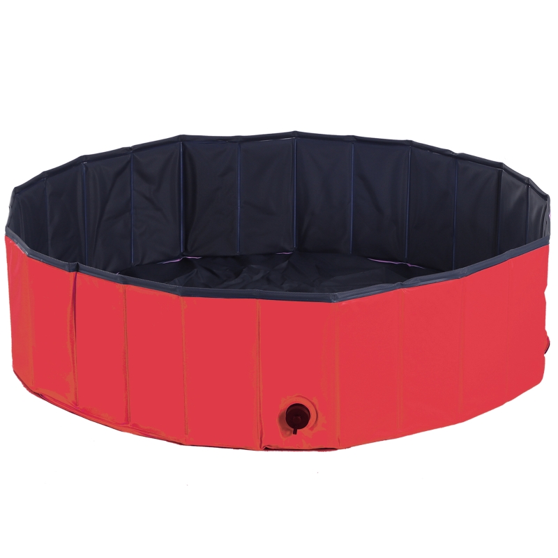 PawHut Piscina Plegable para Perros Gatos Ø120x30 cm Bañera Portátil para Mascotas PVC Antideslizante Múltiples Usos para Interiores y Exteriores Color Rojo