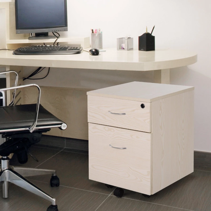 Cajonera Archivador con Ruedas Armario Archivador Móvil Cajonera Madera Seguro para Oficina con Llave para Organizar Documentos en Oficina o Hogar 40x44x54.6cm