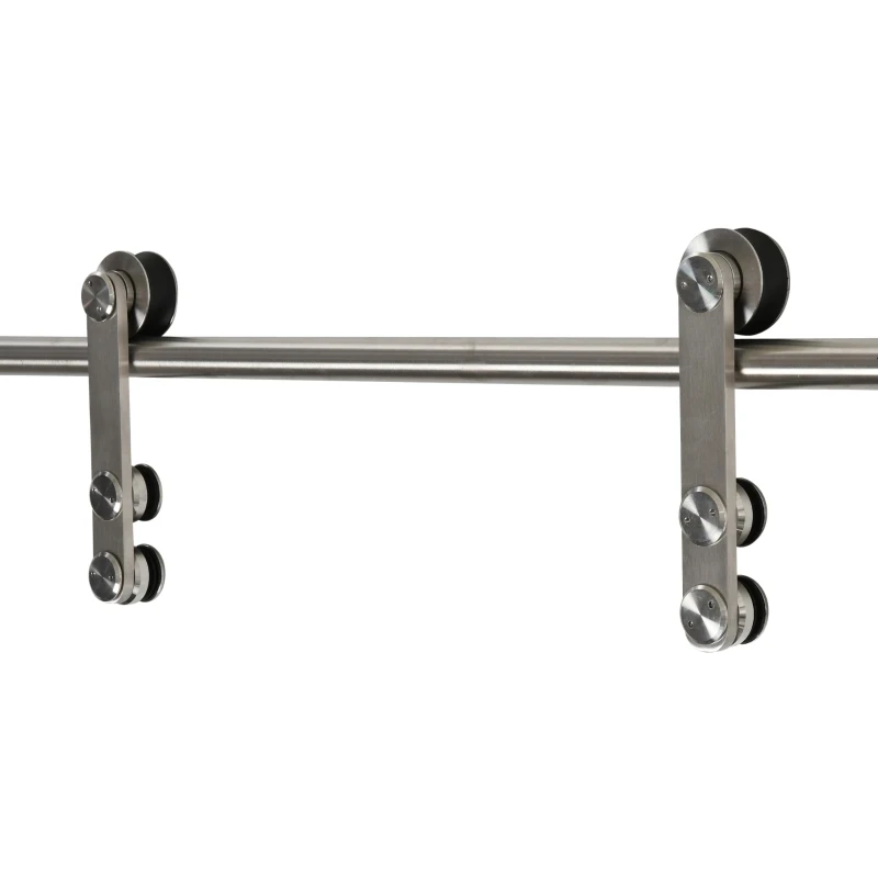 HOMCOM Kit para Puertas Correderas, Herraje Riel para Puertas Corredizas Sistema Carril de Acero Inoxidable con Tornillos Autorroscante y de Expansión Ф2,5x200 cm