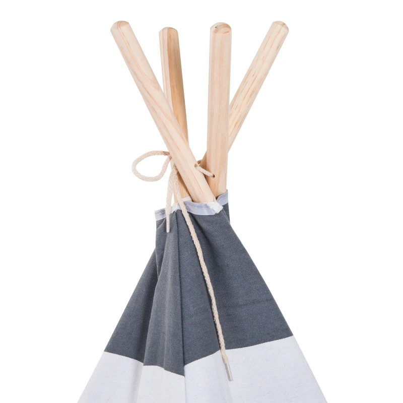 HOMCOM Tienda de Campaña de Niños Tienda India Tipi Infantil Juego de Carpa Teepee con Puerta y Ventana para Hogar y Exterior 110x110x150cm Lona de Algodón y Madera de Pino