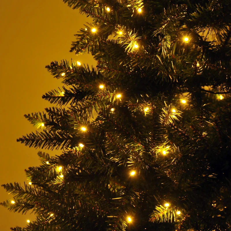 HOMCOM Árbol de Navidad Grande Artificial Árbol 200cm + Soporte 1880 Ramas 650 Luces LED con Color Blanca Cálida Verde PVC