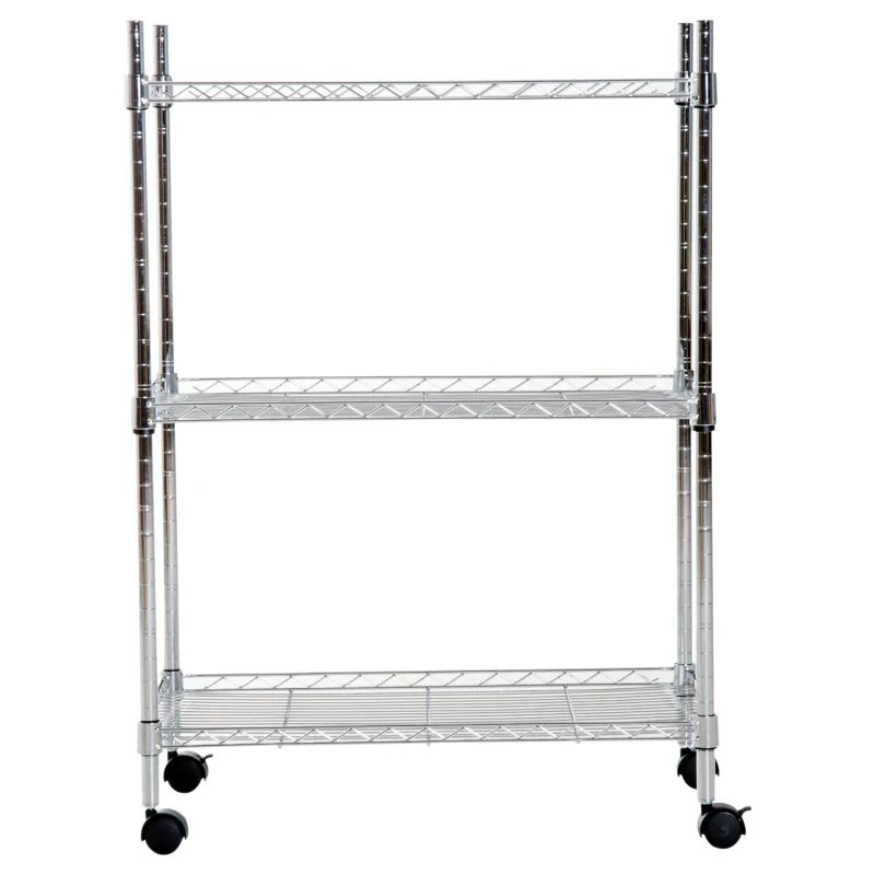 HOMCOM Carro de Cocina Multiusos Carrito Auxiliar con Ruedas Estantería Isla de Cocina 3 Baldas Ajustables Carga 45kg
