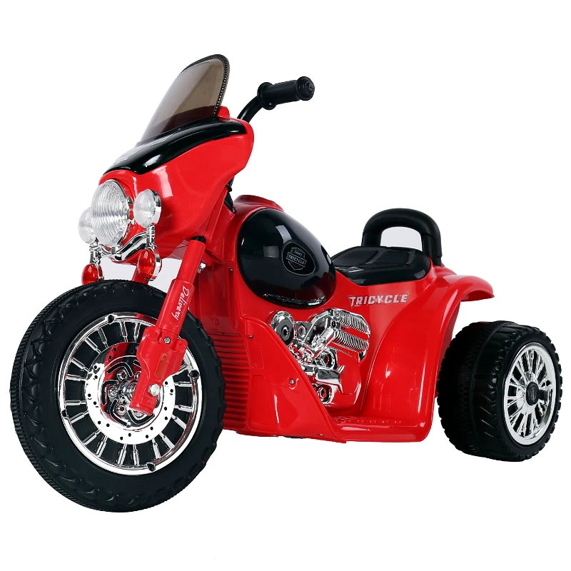 Moto Eléctrica Infantil Coche Triciclo Correpasillos a Batería Niños 18-36 Meses 6V Metal + PP 80x43x54.5cm Rojo