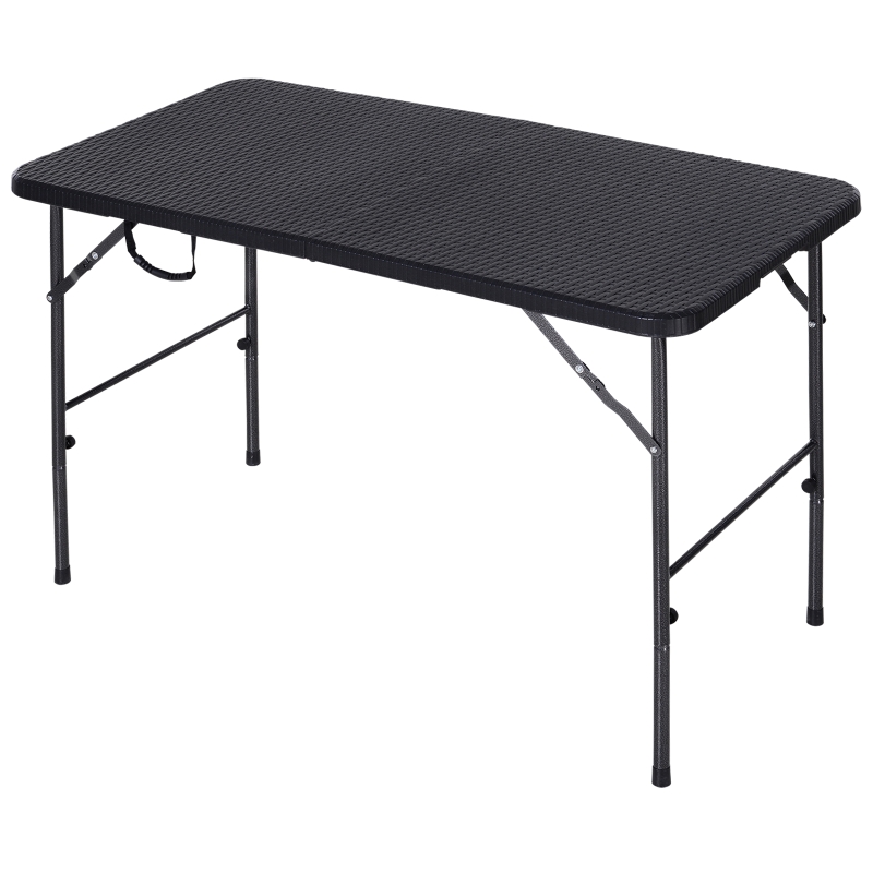 Outsunny Steel Frame 4ft Portable Folding Picnic Table Brown