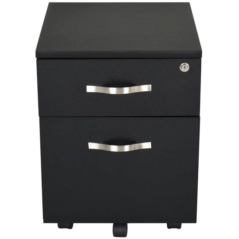 HOMCOM Gabinete de Archivos Móvil con 2 Cajones Armario para Oficina Estudio Ruedas con Frenos Llave Riel Colgante 40x45,5x52,5cm