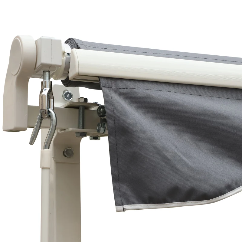 Outsunny Toldo Terraza 2,95x2,45m Balcón Patio Toldo Manual Plegable de Aluminio con Manivela Impermeable Protección Solar UV para Jardín Exterior Aluminio Acero Tela de Poliéster Color Gris