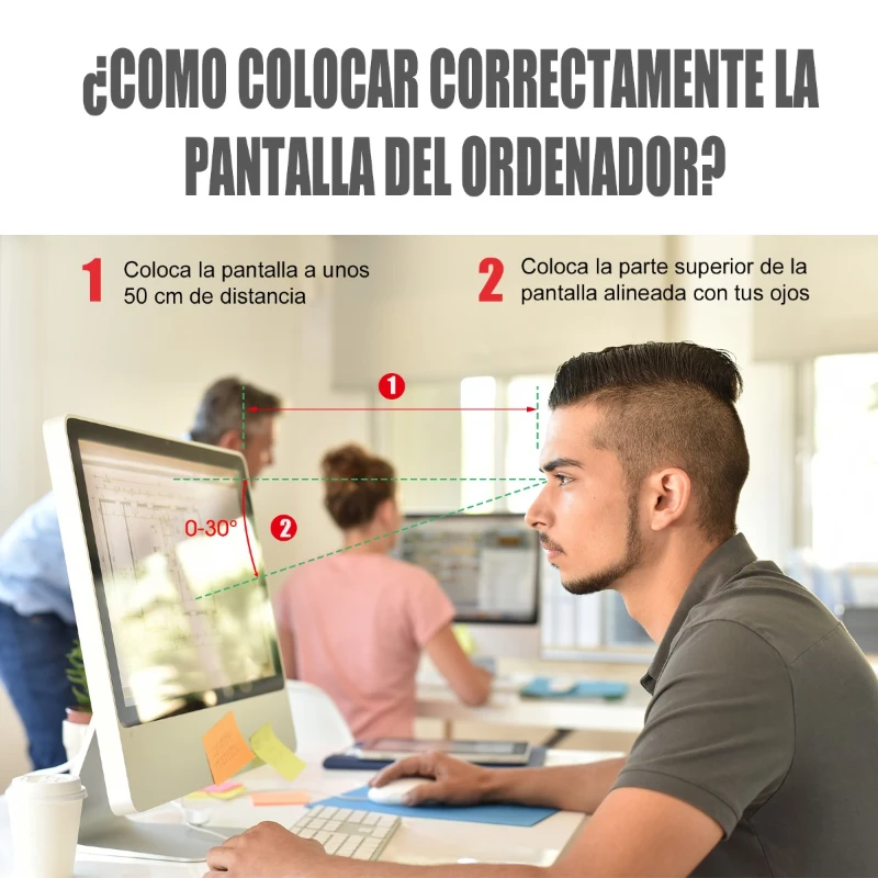 Vinsetto Soporte para Monitor Altura Ajustable Elevador de Pantalla para Portátil Ordenador Vidrio Acero Inox 56x21x9-11cm Carga 20kg