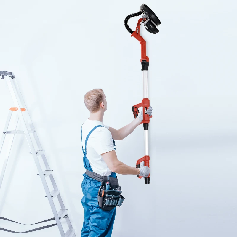 DURHAND Lijadora de Pared Eléctrica y Profesional con Bolsa de Polvo Amoladora para Pared Lijadora de Disco 6 Lijas