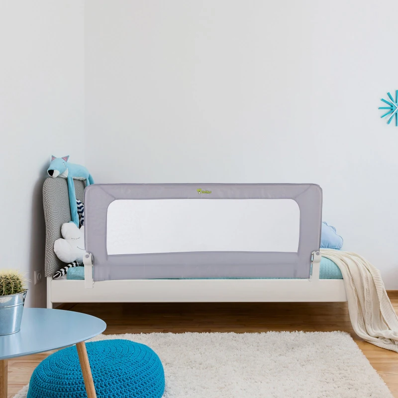 HOMCOM Barrera de cama Guardia de Seguridad para Niños 150x70cm Barandilla Deflector Bebé Splicable Barandilla de la Cama Tela Oxford para Bebé Protección contra Caídas
