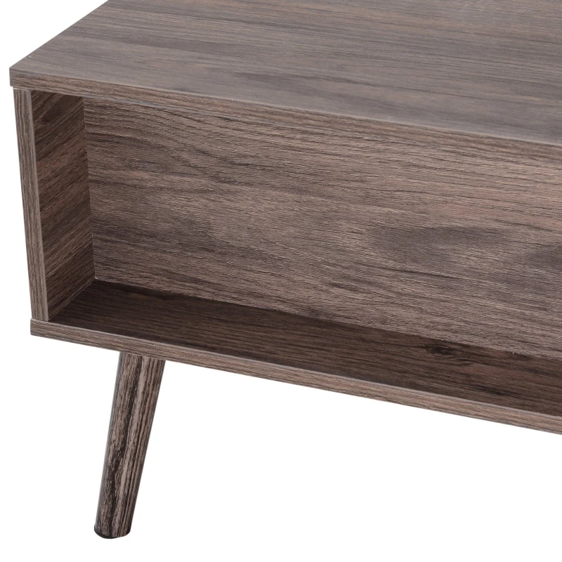 HOMCOM Mesa de Centro Elevable Mesita de Café con 3 compartimientos para Almacenaje para Salón Comedor Moderna Color Marrón y Negro 110x65x39.3cm