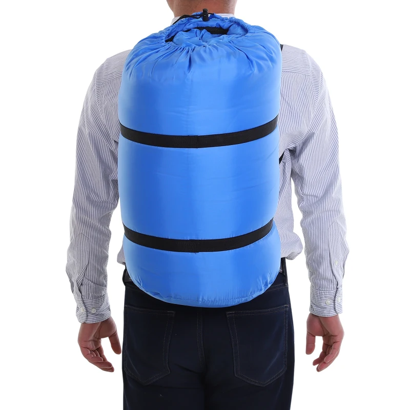 Saco de Dormir Doble Plaza Convertible en 2 Sacos Independientes 210x150 cm Azul
